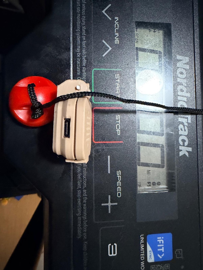 3D-printed ESP32-S3 enclosure on the NordicTrack console